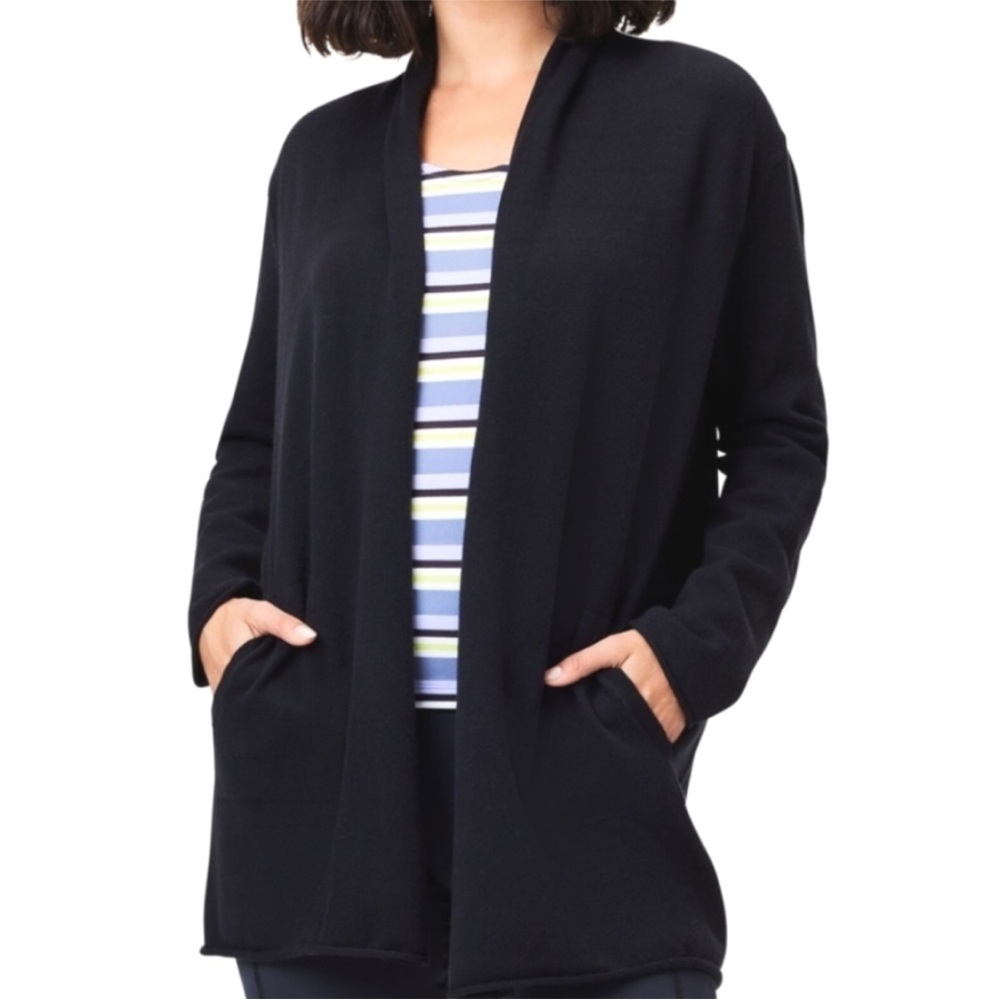J. Crew Women's Black Open Front Cardigan 100% Cotton